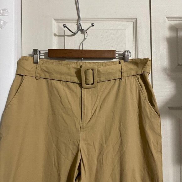 Who What Wear Womens Khaki Belted High Rise Pockets Wide Leg Trouser Pants 14 - Picture 3 of 9